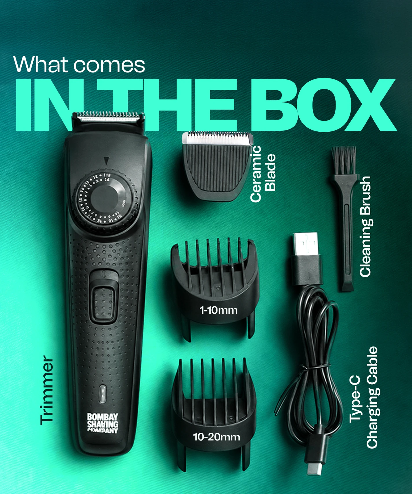 BOMBAY SHAVING COMPANY All Rounder-Beard and Body Groomer Fully Waterproof Trimmer 120 min Runtime 38 Length Settings (Black) - Image 3