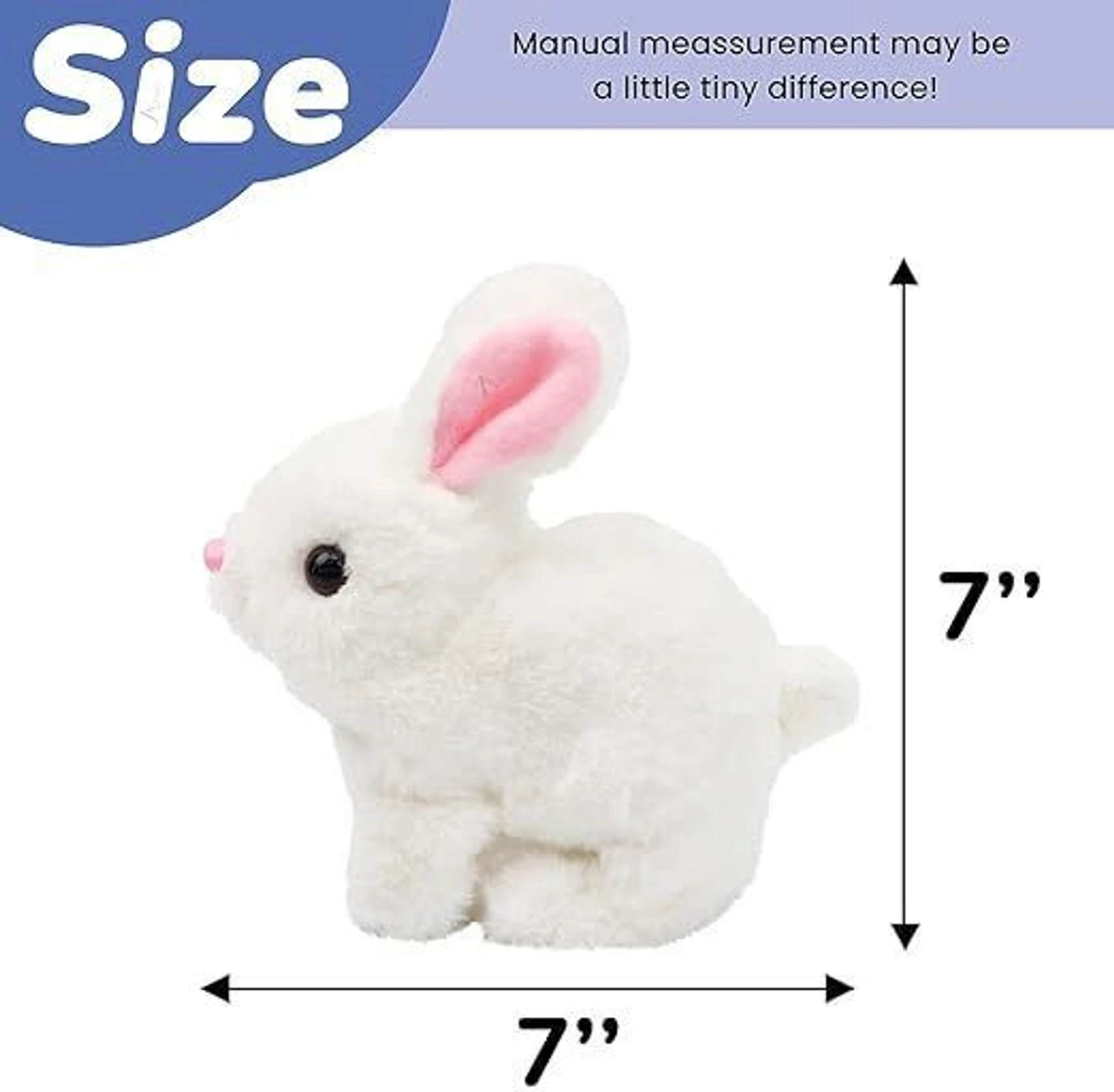 AJDK MART Hopping Walking Bunny Toy with Sounds, Jumping Rabbit Wiggling Ears, Moving SofT - 18 cm (White) - Image 2