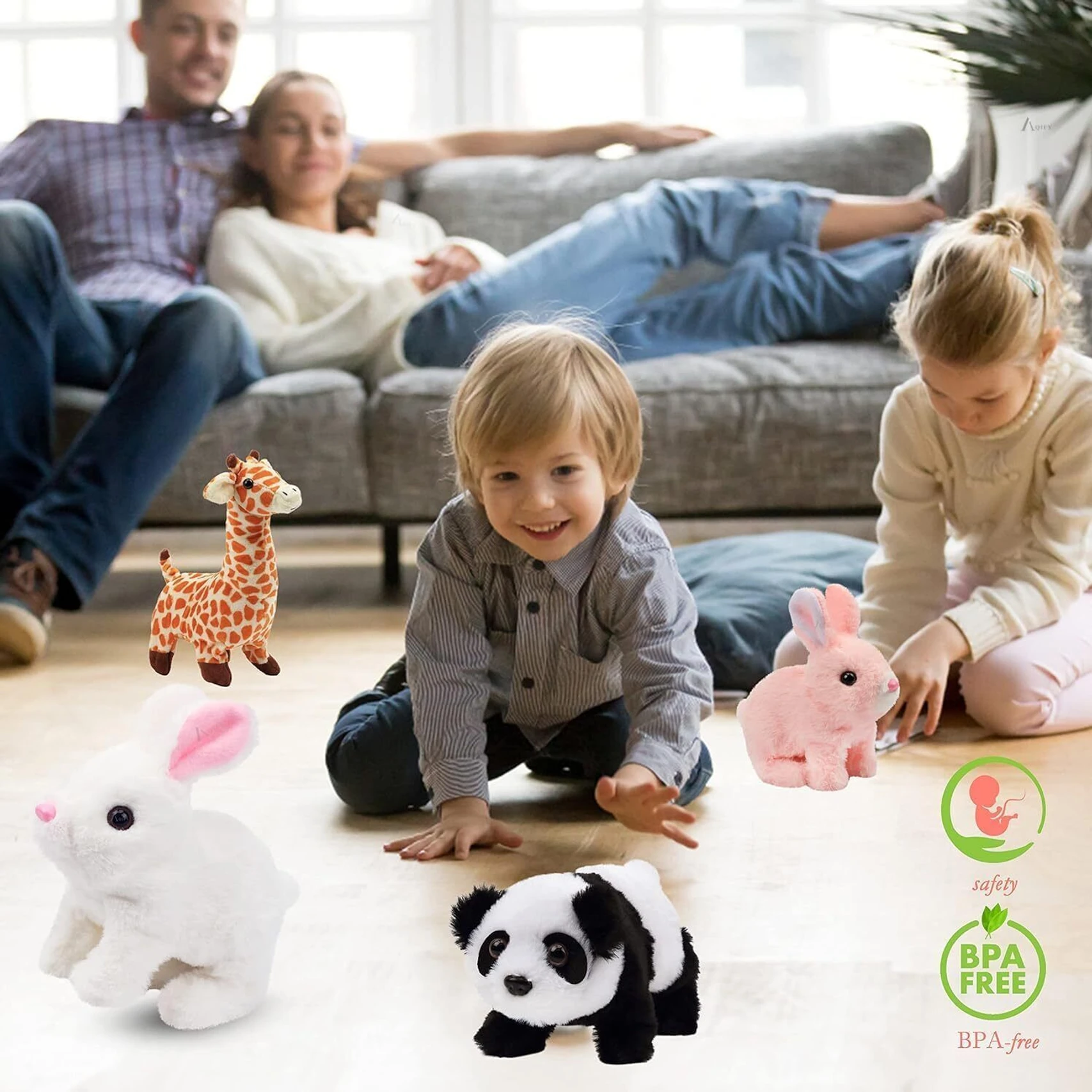 AJDK MART Hopping Walking Bunny Toy with Sounds, Jumping Rabbit Wiggling Ears, Moving SofT - 18 cm (White) - Image 3
