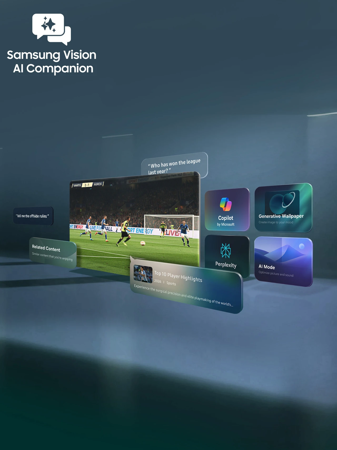 Samsung Crystal 4K Vision AI 108 cm (43 inch) Ultra HD (4K) LED Smart Tizen TV 2026 Edition with 30W Speakers 4K Upscaling HDR 10+ Football Mode Voice Assistance Remote Control PurColor Slim Look Samsung Knox Security 150+ Free Channels (UA43UE84AHULXL) - Image 7