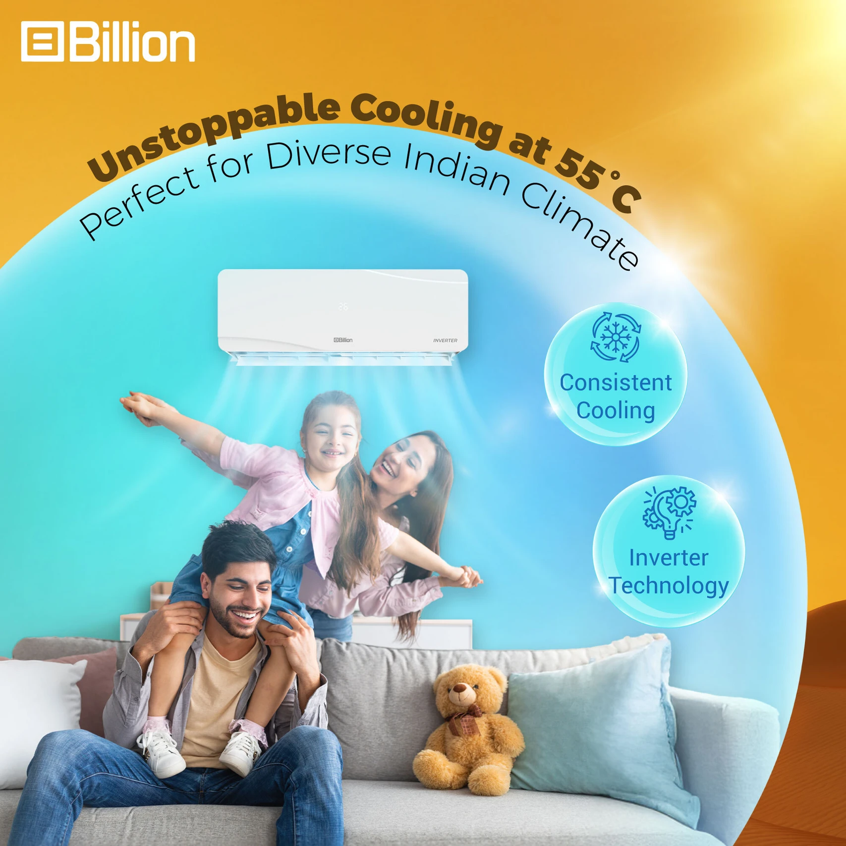 Billion 2026 Model 0.95 Ton 3 Star Split Inverter 5-in-1 Convertible with Turbo Cool Technology AC (103IPG26WBN, White) - Image 4