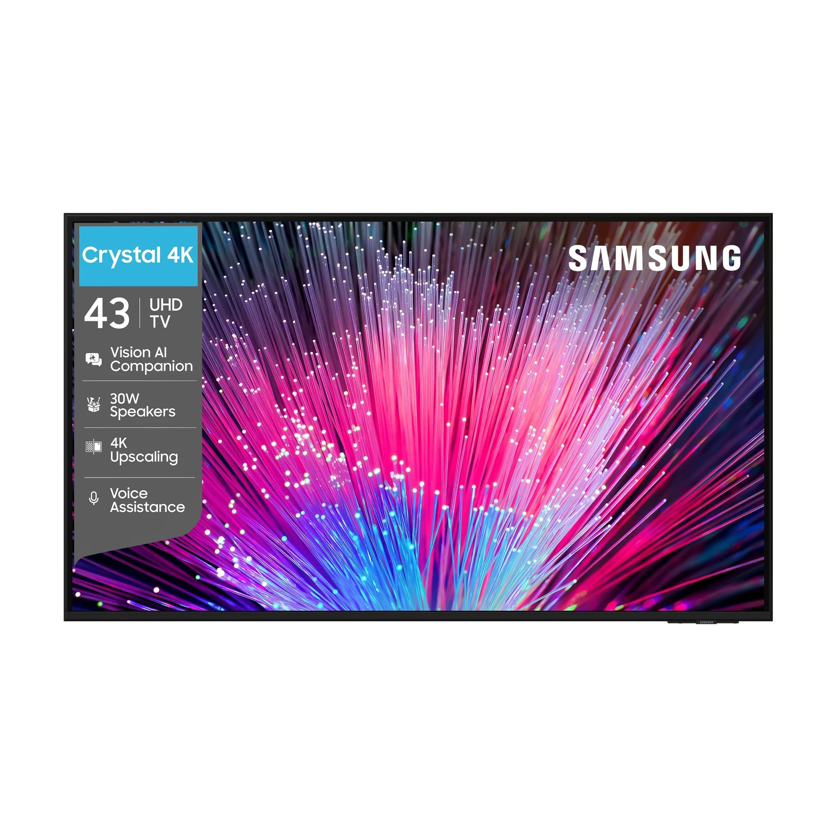 Samsung Crystal 4K Vision AI 108 cm (43 inch) Ultra HD (4K) LED Smart Tizen TV 2026 Edition with 30W Speakers 4K Upscaling HDR 10+ Football Mode Voice Assistance Remote Control PurColor Slim Look Samsung Knox Security 150+ Free Channels (UA43UE84AHULXL)